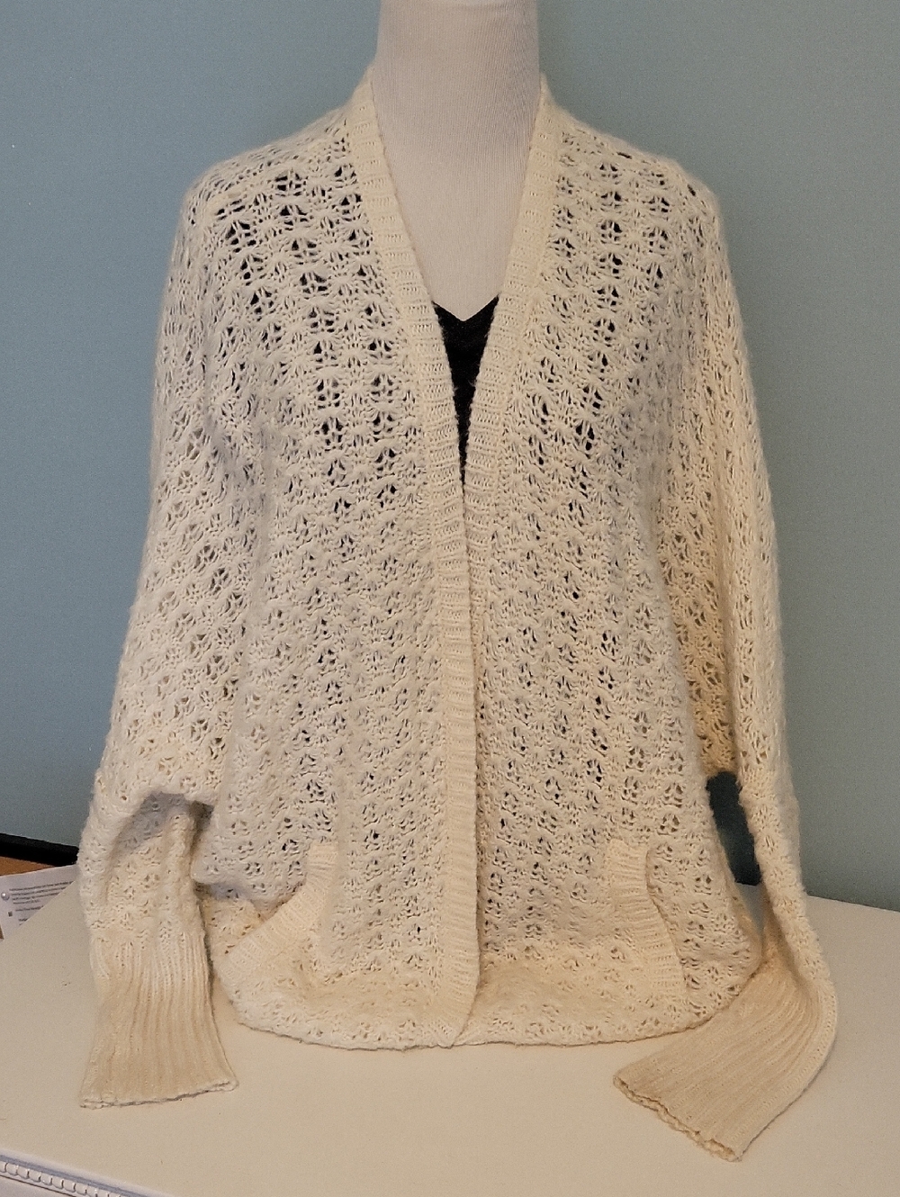 La Hearts Cream Open-Front Knit Cardigan